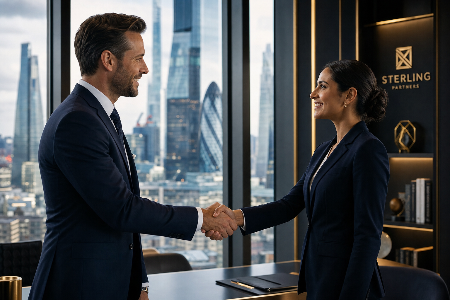 Business professionals in a London boardroom